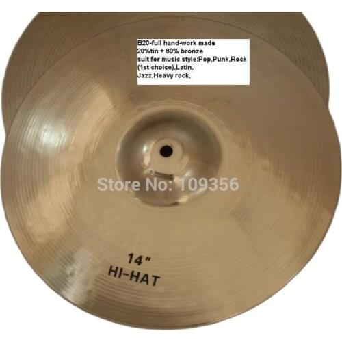 B20 14 inch hi-hat Cymbal for Drum Set for Professional player drum instrument one pair