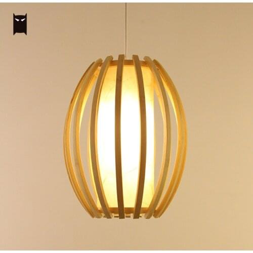 Handmade Bamboo Lantern Shade Pendant Light Fixture Modern Japanese Nordic Rustic Asian Country Hanging Ceiling Lamp Tatami Home