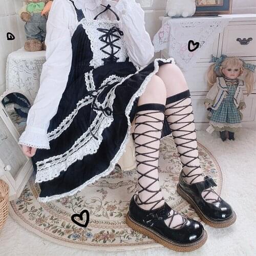 Black White Summer Stockings Japanese Girl Lolita Stripe Crystal Glass Silk Stockings Anime JK Soft Sister Stockings Kawaii New