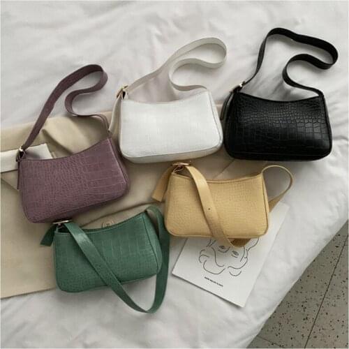 Ladies Hand Bags Female Handbag Baguette Bag Fashion Crocodile Leather Women Bag Retro Alligator Bag Shoulder Crossbody Handbag