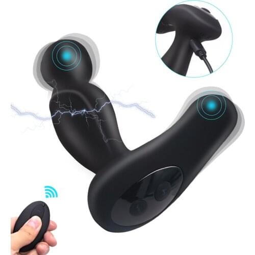 Electric Shock Male Prostate Vibrator Anal Sex Toys for Men Gay Wireless Remote Control Prostate Massager Toy For Adult Sex Shop