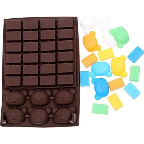 Brand New Bear And Rectangle Shaped Chocolate Mould Cake Tools Candy Mold Silicone Bakeware Cupcake Cake Topper D636