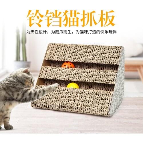 Cat Toys Cat Corrugated Scratcher Pet Claw Sharpener Bell Scratcher Cat Supplies