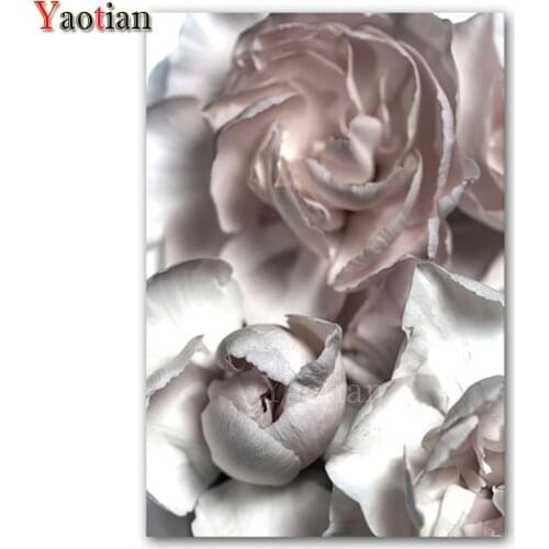 Full Square 5D DIY Diamond Painting White Pink Rose Patterns Bead Embroidery Cross Stitch Needlework Mosaic Painting Decor Gift