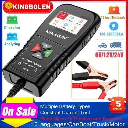 BM510 Car Battery Tester Charger Analyzer 12V 24V 6V 100 TO 2000CCA Cranking Charging Test Cricut Load Tools pk KW510 BST100