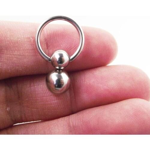1 Piece Stainless Steel Double ball cucurbit gourd Ring Eyebrow Curved Tragus Ear Piercing PA Nipple Ring Bar Lips Body Jewelry