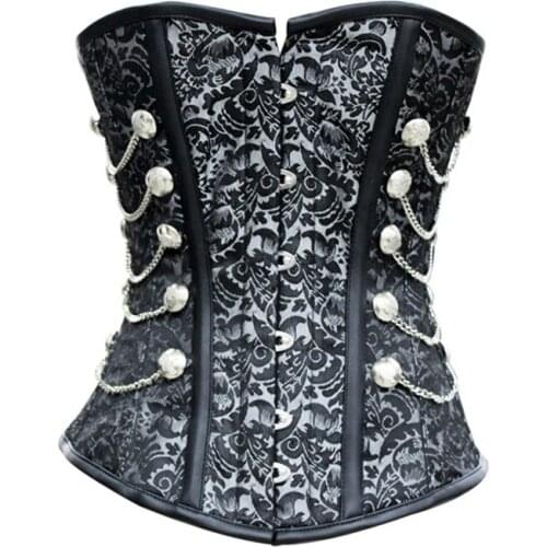Floral printed with chain button decoration side up corset for women casual clothes over bust waist trainer corset
