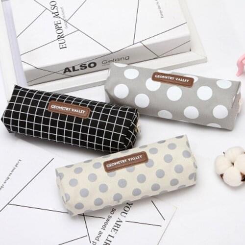 Cute Kawaii Canvas Pencil Case Cute Letter Pencil Bags For Girls Gift School Supplies Korean Stationery High Capacity Pen Bags