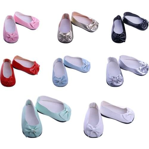 Fashion New Pattern Popular Bow Shoes Fit 18 Inch American&43cm Baby New Born Doll Clothes Accessories,Girls Toys