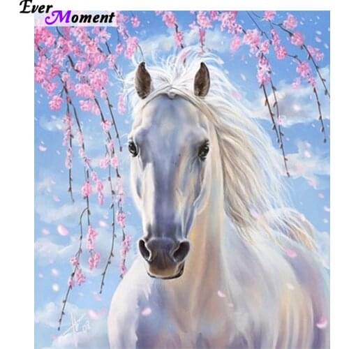 Fashion Decoration DIY Diamond Embroidery White Horse Flower Painting Modern Style Handmade Cross-Stitch Kit Resin craft ASF429