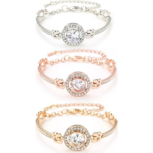Fashion Luxury Alloy Rhinestone Zircon Multi-Layer Bangle Bracelet High Quality Rhinestone Charm Bracelet for Women Girls Gift