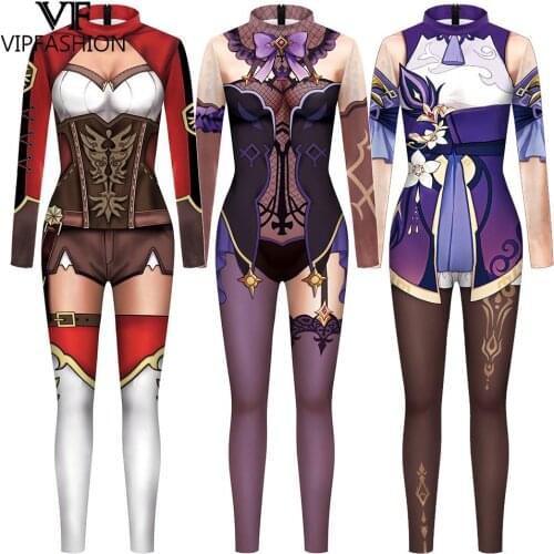 VIP FASHION Cosplay Bodysuit Sexy Tight Women Clothes 3D Printed Elastic Slim Cosplay Costume 2021 Purim Carnival Jumpsuit