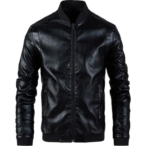 Men Leather Jacket Mens Stand Collar Coat Spring Autumn Casual Slim Big PU Zipper Jacket 8XL Male Moto Biker Coats Outerwear