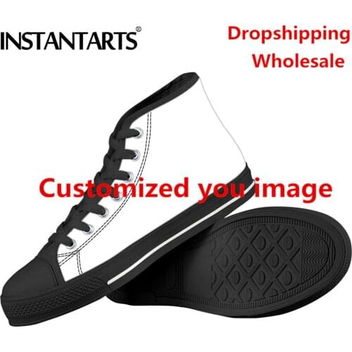 INSTANTARTS Custom Image Logo/Name/Animal Personalize Men Vulcanized Flats Sneakers High Top Male Canvas Shoes zapatos de hombre