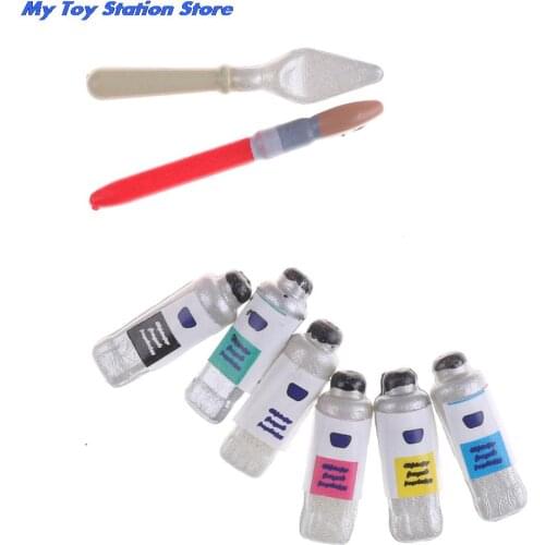 High Quality Creative painting brush set for kids Mini dollhouse miniature toy Color painting paint brush