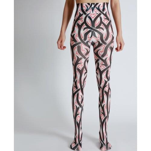 Mozimer New Designs Fashion 120D Velvet Digital Luxury Tree Branch Print Painting Tights Womens Pantyhose Sexy Stockings