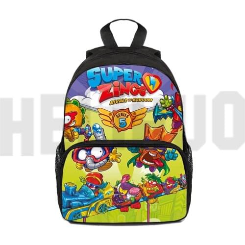 New Anime Superzings 7 Backpack Kindergarten Children 3D Printed Cute Zipper Super Zings Bag Kids 12/16 Inch Game Rucksack Boys