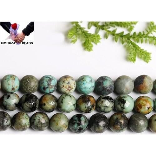 OMH Wholesale JD98 468 10 12mm Natural Jewelry DIY Making Bracelet Necklace Natural AAA Turquoise Loose Spacer Matte Round Beads