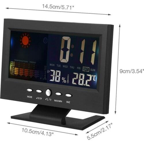 Weather Forecast Snooze Alarm Clock LCD Calendar Thermometer Hygrometer Display