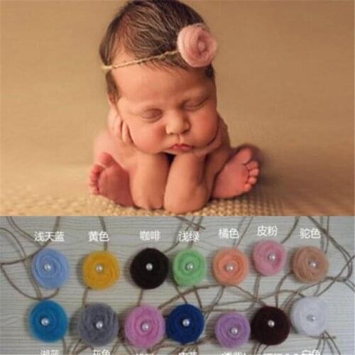 Newborn Baby Girl Photography Props baby Mohair hair band child studio photography head flower Baby Headwear