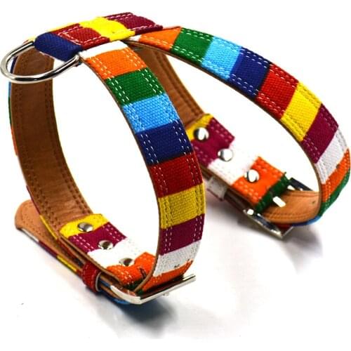 Piece Colorful Canvas+PU leather pet dog harness Pet dog accessories dog leather harness small leather dog harness