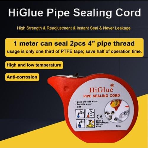 HiGlue 55 PTFE Joint Compound ,PTFE String , Pipe Thread tape for thread sealing 50M