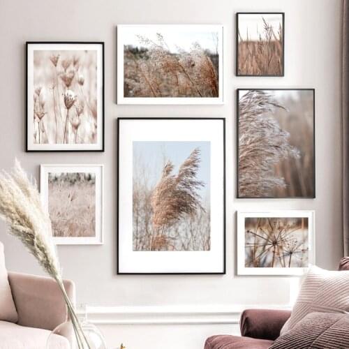 Dried flowers Reed Dandelion Leaf Plant Wall Art Canvas Painting Nordic Posters And Prints Wall Pictures For Living Room Decor