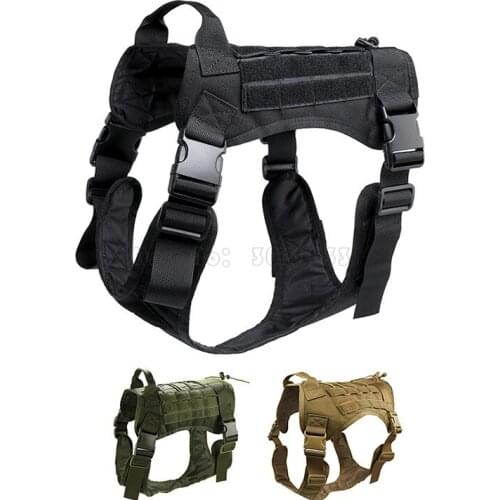Tactical Service Dog Vest Molle Nylon Military Training Pet Adjustable Harness with Handle