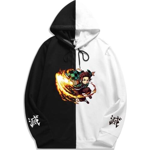 Anime Demon Slayer Tanjiro Zenitsu Hoodie Print The Sharingan Double Color Hoodies Pullover Sweatshirt Harajuku Thin Clothing