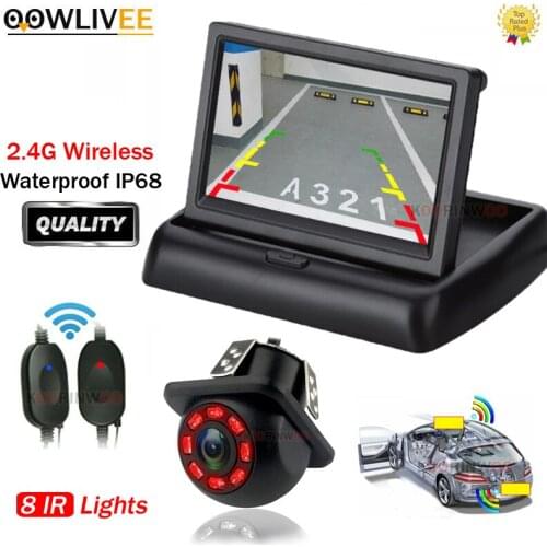 OOWLIVEE Smart System For Car Camera reverse car Monitor Folding Screen IR Lights Trunk Vehicle Camera Rear view Mirror Image