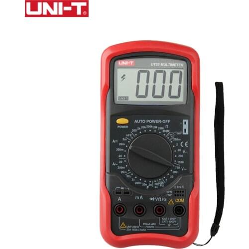 UNI-T UT55 1000V 20A DMM AC DC Voltmeter Resistance Diode Temperature test Standard Digital Multimeter Palmsize Max Holster