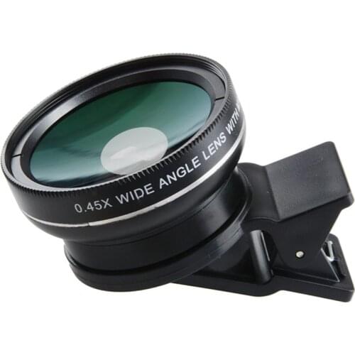 37mm Interface Universal Clip, Multi-Layer Coating 0.45X Wide-Angle Macro Two-in-One, Mobile Phone External Lens High-Gloss Edge