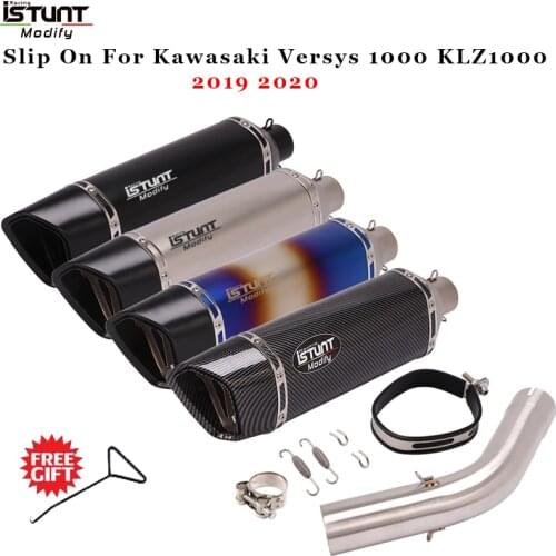 Motorcycle Exhaust pipe Muffler Escape Middle Link Pipe With Moveable DB Killer Slip On For Kawasaki Versys 1000 KLZ1000