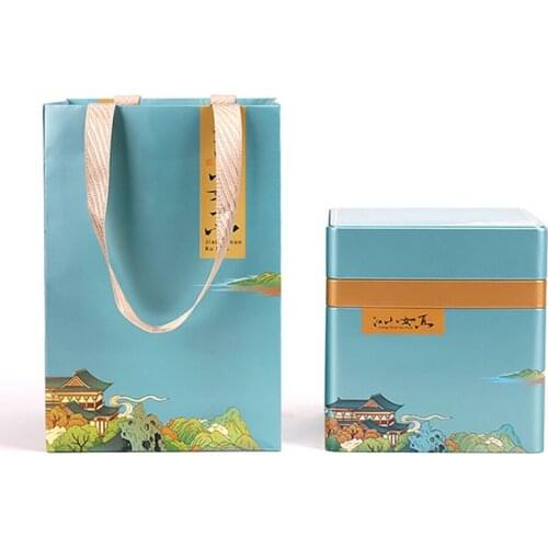 Xin Jia Yi Packaging Dried Vegetable Rectangle Shape Blue Color Cookie Tin Box