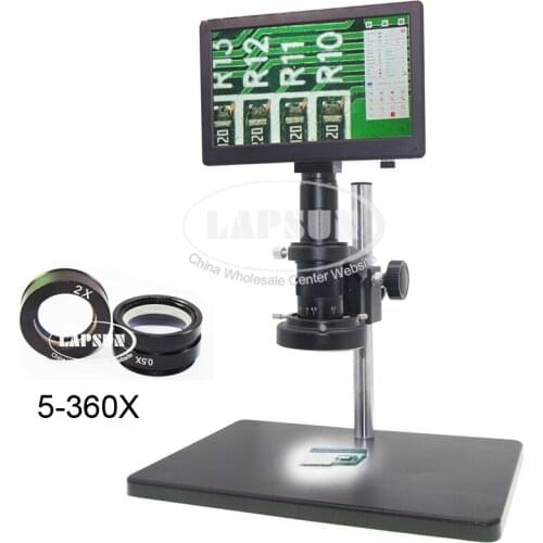 9" LCD 5-360X 1080P 60FPS C-mount Digital Microscope Camera iPhone PCB Repair