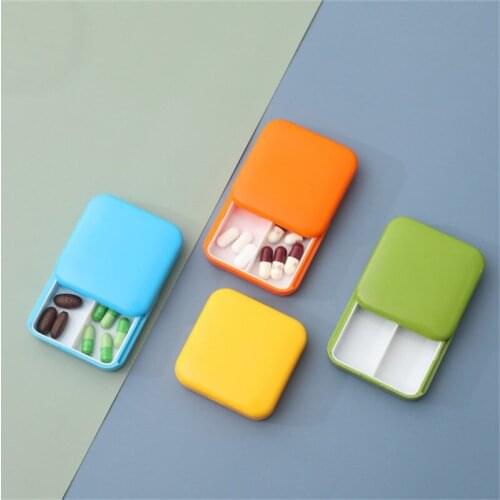 1PC Mini Portable 2 Grid Push Open Style Pill Box Candy Color Medicine Pillbox Tablet Storage Case Container Cases Storage Box