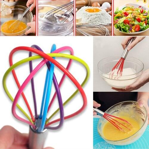 1pc Egg Beater Kitchen Premium Silicone Whisk Egg Mixer With Heat Resistant Non-Stick Silicone Whisk Cook Kitchen Tools 20#27