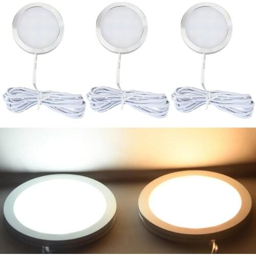 1-10PCS 2.5W DC12V LED PUCK LIGHT Aluminum LED Display Case Lights Under Cabinet Closet Light Kitchen Cupboard Wardrobe Bookcase