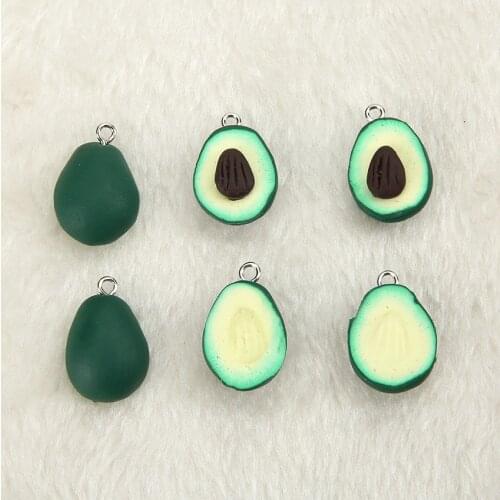10pcs/lot 23*16mm Kawaii Fruit Avocado For Necklace Keychain Pendant DIY Making Accessories