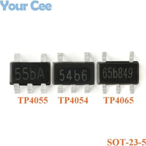 10pcs TP4054 TP4055 TP4065 SOT-23-5 54b 55b 65b Linear Lithium-ion Battery Charger IC Chip