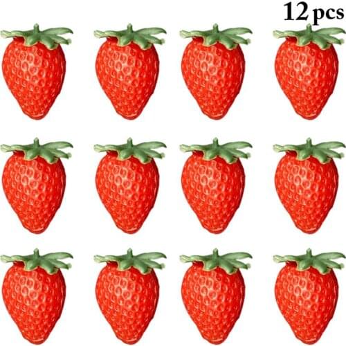 12Pcs Faux Fruit Lifelike Strawberry Decorative Foam Fruit Photography Prop Home Decor Accessories Party Supplies
