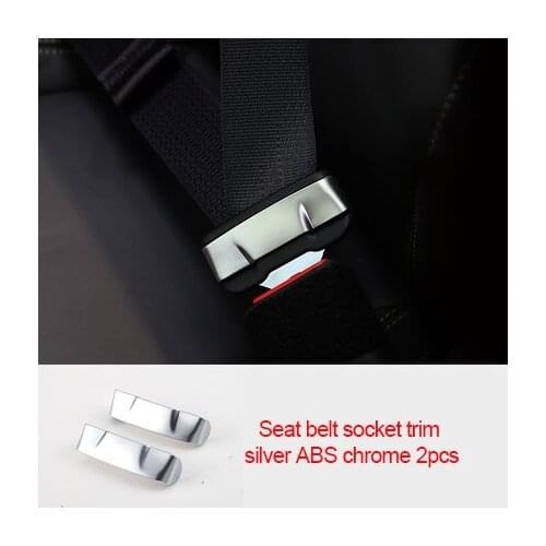 For Ford Mustang 2015-2020 ABS chrome Seat belt socket trim silver 2pcs