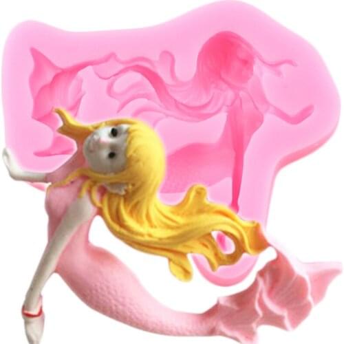 3D Mermaid Girl Fondant Silicone Mold Polymer Clay Resin Soap Mould Cake Decorating Tools Candy Chocolate Gumpaste Moulds