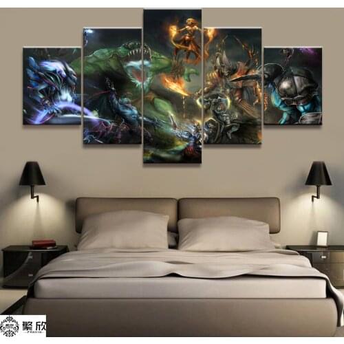 5 Piece Video Game WOW Warcraft DOTA 2 Painting Poster Decorative Mural Art Room Wall Decor Canvas painting wholesale