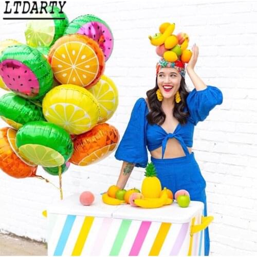 50pcs 18inch Fruits Foil Balloons Watermelon Helium Ballons Children Inflatable Toys Birthday Wedding Decoration Party Supplies