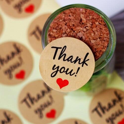 60 pcs/set Thank you Stickers Kraft Paper Self Adhesive Stickers Sweet Hear Seal Lable Gift Bag Packing Tools