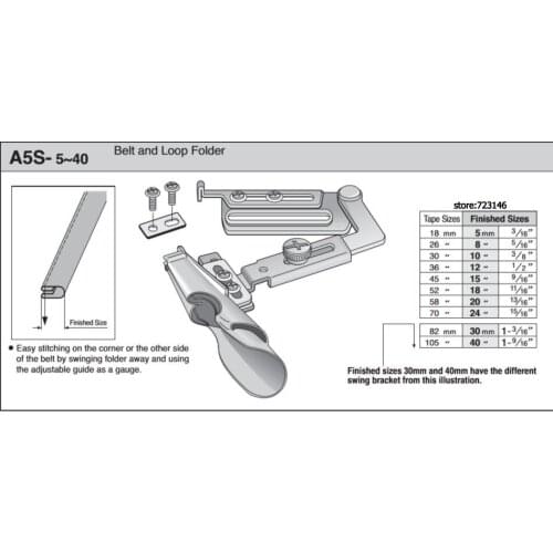 A5S STRAIGHT FOLDERS , BORDEURS , RIBETEADORES FOR PFAFF BROTHER CONSEW JUKI SEIKO SINGER SIRUBA