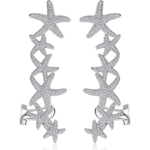 Zlxgirl jewelry perfect seastars shape pave zircon earring jewelry best womens bridal earring accessory free couple gifts
