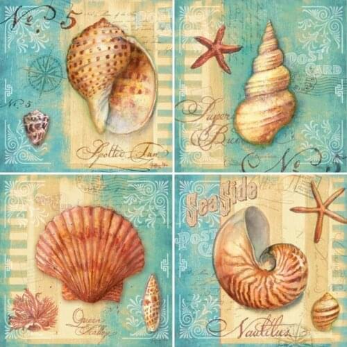 AZQSD Diamond Embroidery Conch Shell Seaside Mosaic Rhinestones Diamond Painting Landscape Cross Stitch Handicraft Home Decor