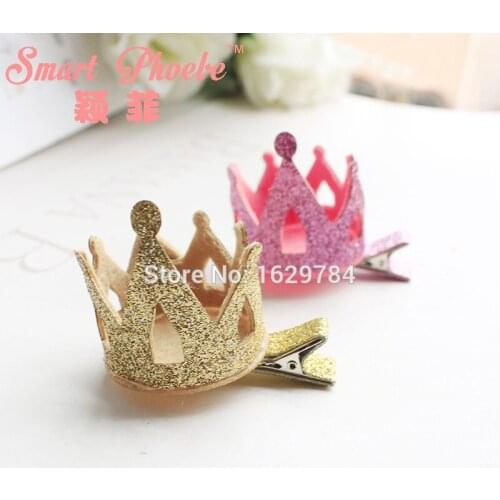 Boutique 10pcs Fashion Glitter 3D Cutouts Tiaras Hairpins Solid Cute Crown Hair Clips Princess Headwear Hair Accessories